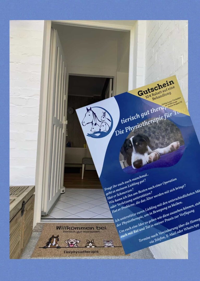 Eingang mit Flyer zur Eröffnung